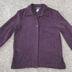 Women's Sag Harbor Ribbed Knit Button Front Coat Size 12 Purple